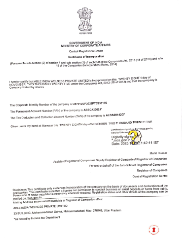  Able India Welness Private Limited